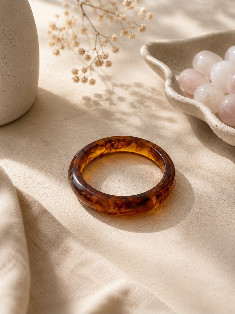 SMJ024 | Elegant Amber Resin Bangle Bracelet